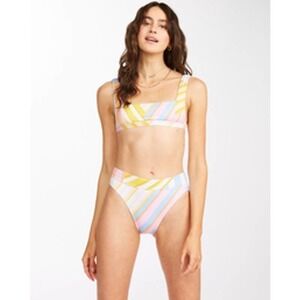 Billabong MULTI Break Of Dawn Tank Pastel Striped Bikini Set Size M